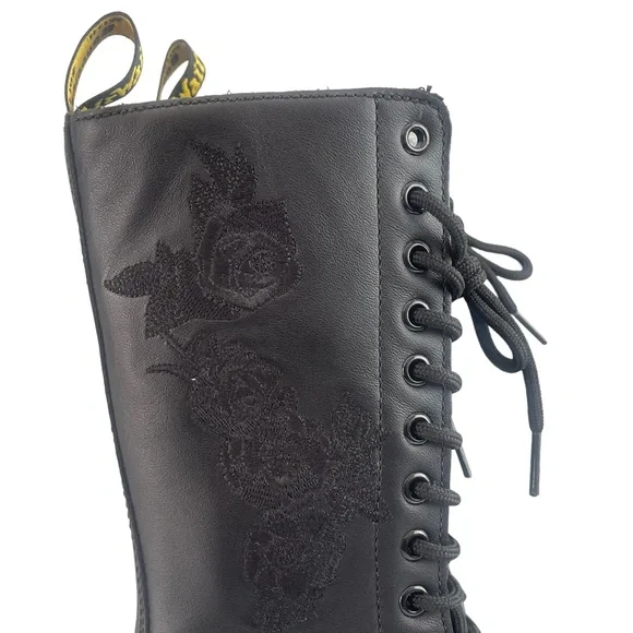 Dr MARTEN 1914 VONDA MON LEATHER BLACK BOOT FLOWER EMBROIDERY DETAILING SIZE UK4 - Picture 12 of 16